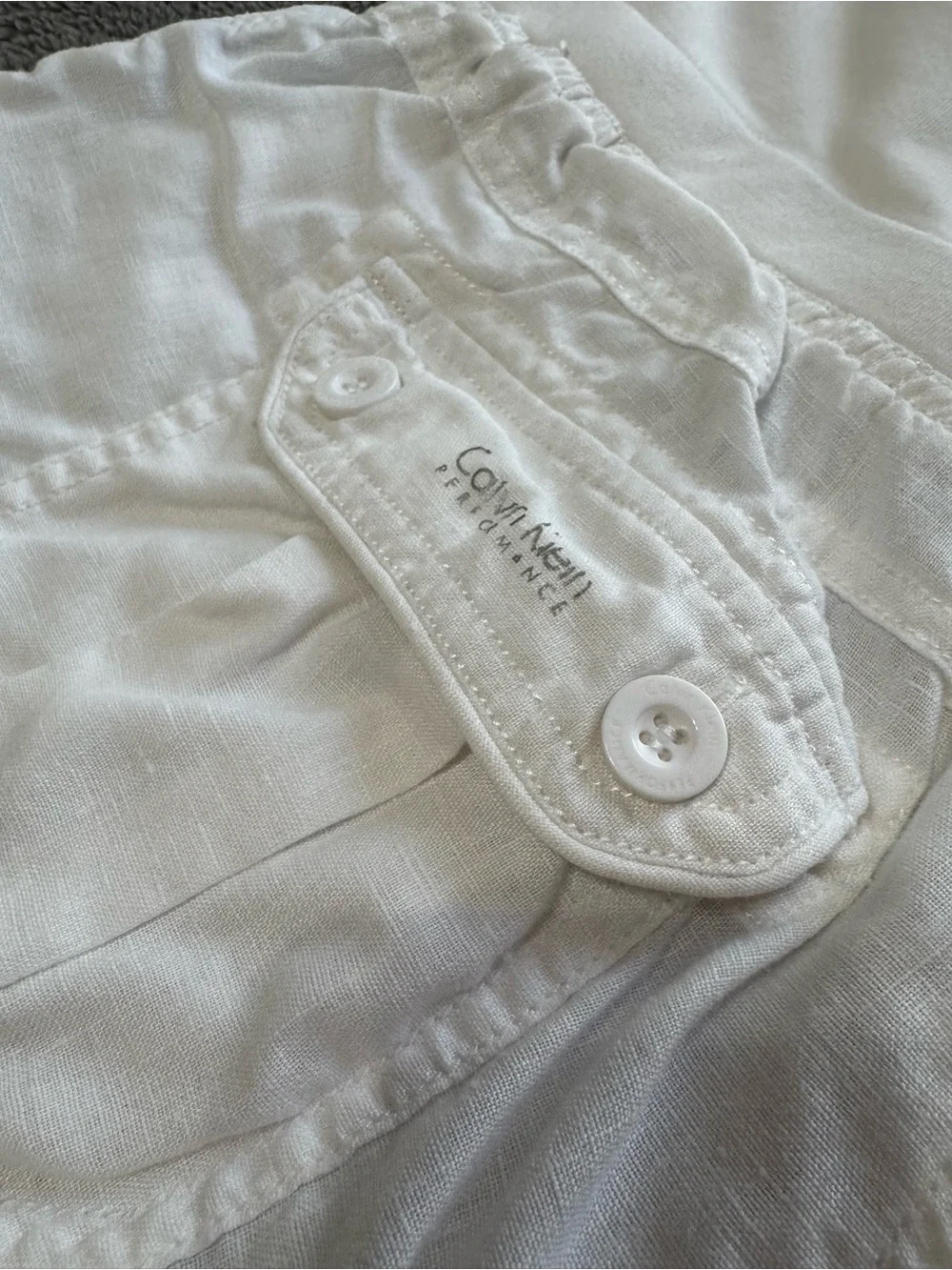 Calvin Klein Performance White Linen Foldover Waist Shorts L